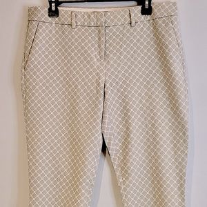 Kenar Gray & White Jacquard Design Ankle Length Pants Size 10.